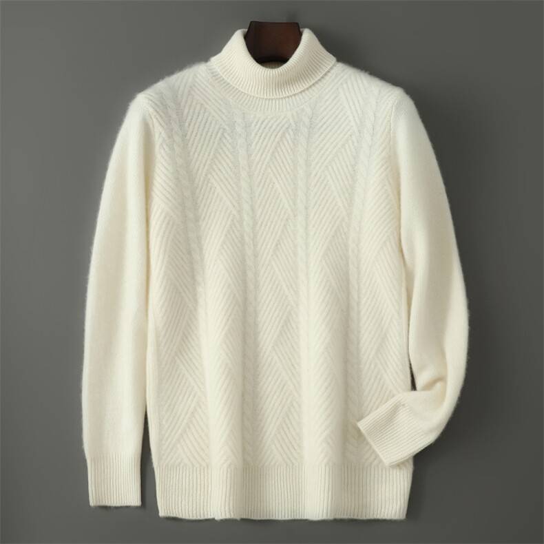 2025半高领绞花羊毛衫，男装羊毛衫，千国羊绒