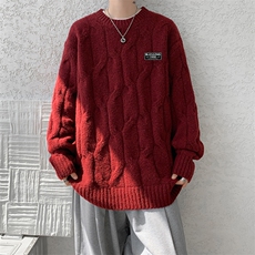 8XL-M圆领毛衣男秋冬慵懒风宽松情侣装麻花针织羊毛衫MY19004P68，男装针织衫/毛衣，电商B312