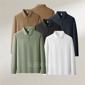 秋款男POLO衫长袖T恤弹性抗皱八角珠外套大码M-4XL PL9001 P50图片