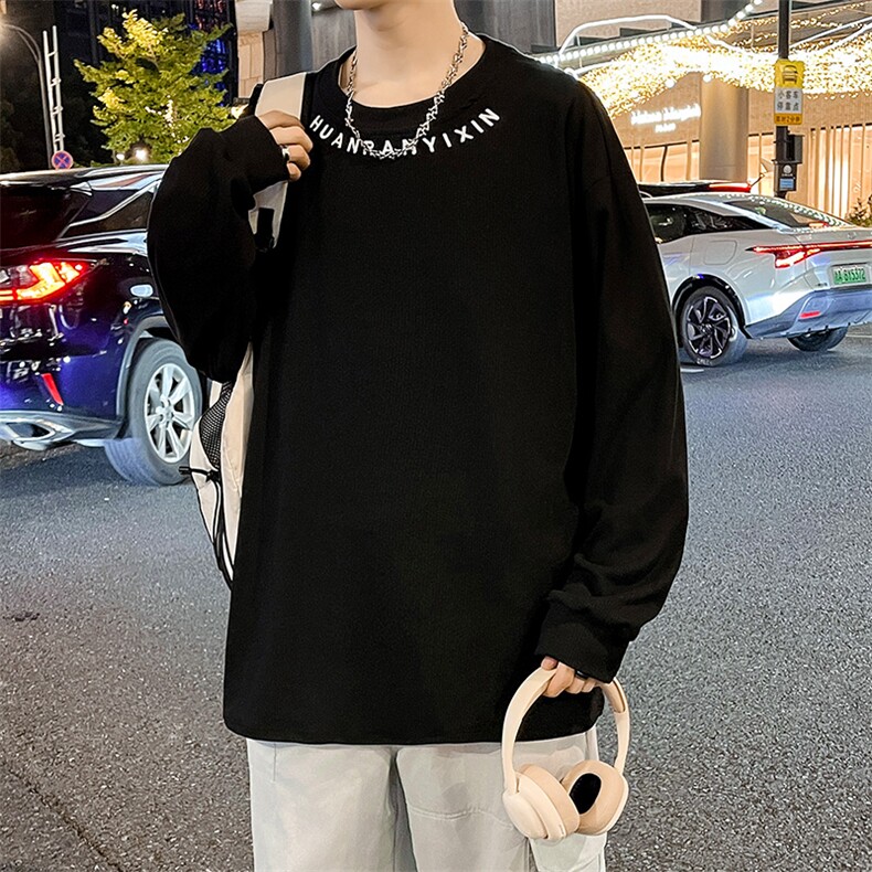 长袖t恤男生春秋潮牌美式圆领打底衫宽松上衣WY0322-P38,男装T恤,星座308B-2