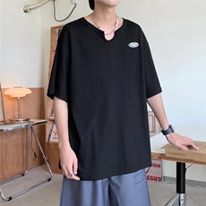 男潮流夏季圆领T恤宽松短袖华夫格五分袖T97P25，男装T恤，星座1116-2
