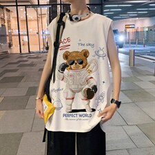 ！港风夏季无袖背心男汗衫男纯棉坎肩短袖T恤男B18-P20图片