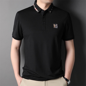 宽松翻领纯色短袖polo衫男装2024夏季商务休闲中年男SFT3132-P65
