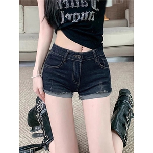 复古辣妹丰胯牛仔超短裤女夏季2025新款低腰性感显瘦修身包臀热裤,灰色西装怎么搭配显气图片