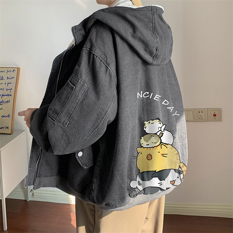 控价158牛仔外套男大码加厚加绒棉衣男羊羔毛棉服男NM53090-P140,男装棉衣,电商A040