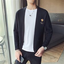 店主风高品质春款时尚小雏菊刺绣针织毛衣长袖开衫外搭V1015-P78，男装针织衫/毛衣，星座308A