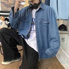 复古打底衬衣牛仔衬衫秋季休闲潮牌韩版潮百搭青年外套W1207-P45，男装衬衫，星座512-2