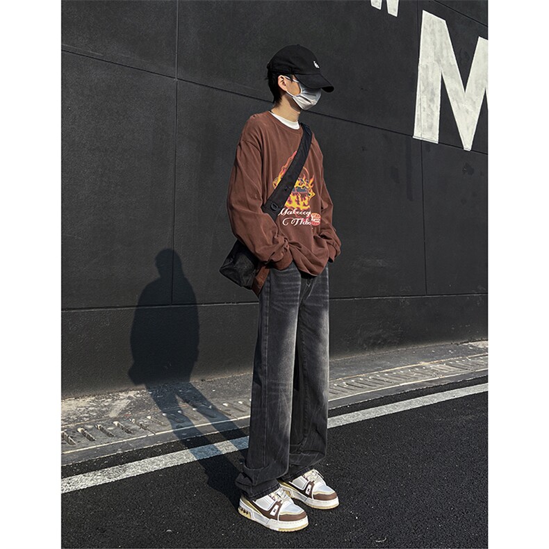 美式高街vibe重工艺做旧水洗hiphop直筒牛仔裤货号K2323P55,男装牛仔裤,电商A063