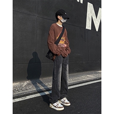 美式高街vibe重工艺做旧水洗hiphop直筒牛仔裤货号K2323P55，男装牛仔裤，电商A063