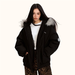 加绒加厚冬款男女连帽棉衣座山雕毛领保暖刺绣棉袄外套MY560 P90图片