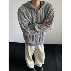 慵懒风休闲针织衫男士外套连帽开衫ins潮流宽松毛衣M6002-特P60，男装针织衫/毛衣，电商A006