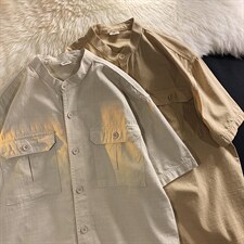 2023夏装毛毯纯色短袖衬衫男女休闲潮大码衬衣E811P55限78，男装衬衫，电商A089-1