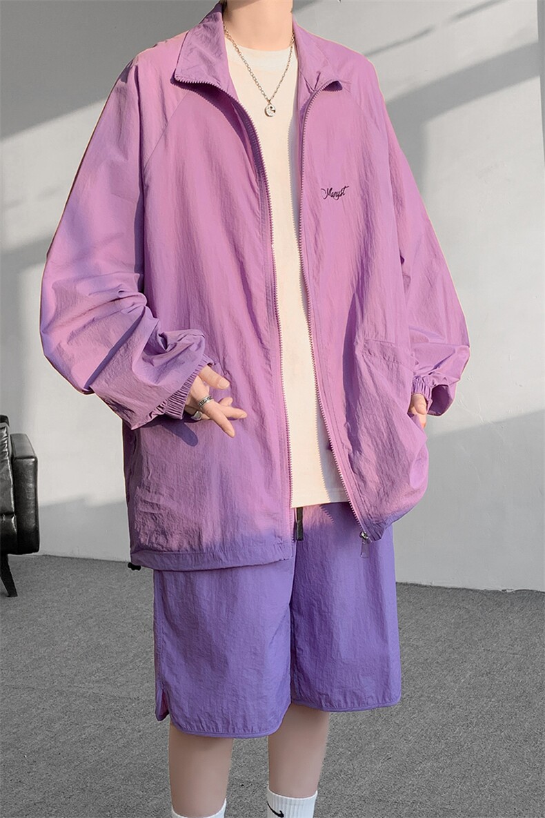 8XL-M特大码冰丝防晒服短裤套装男户外防晒衣运动外套潮TZ102P65,男装防晒衣,电商D206-1