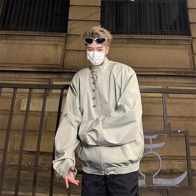 美式宽松潮牌夹克外套男纽扣设计款高街百搭上衣1001-1-PW004-P70,男装夹克,星座1001-1