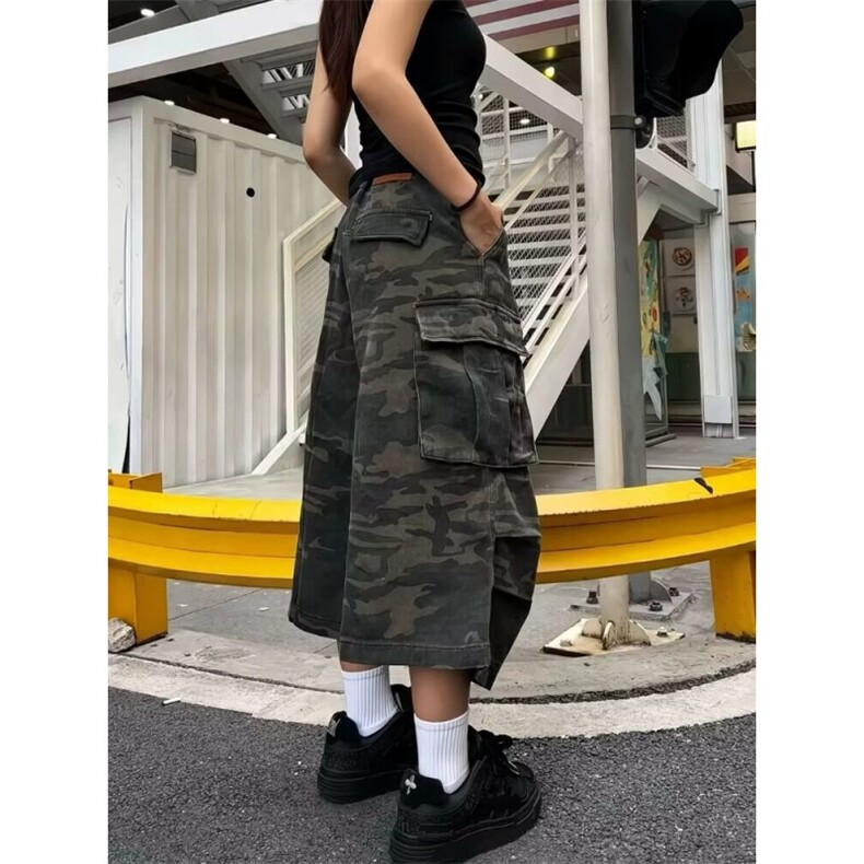 1506/QT8800/P44美式工装迷彩阔腿裤情侣宽松直筒多口袋设计裤,男装工装外套,星座1506