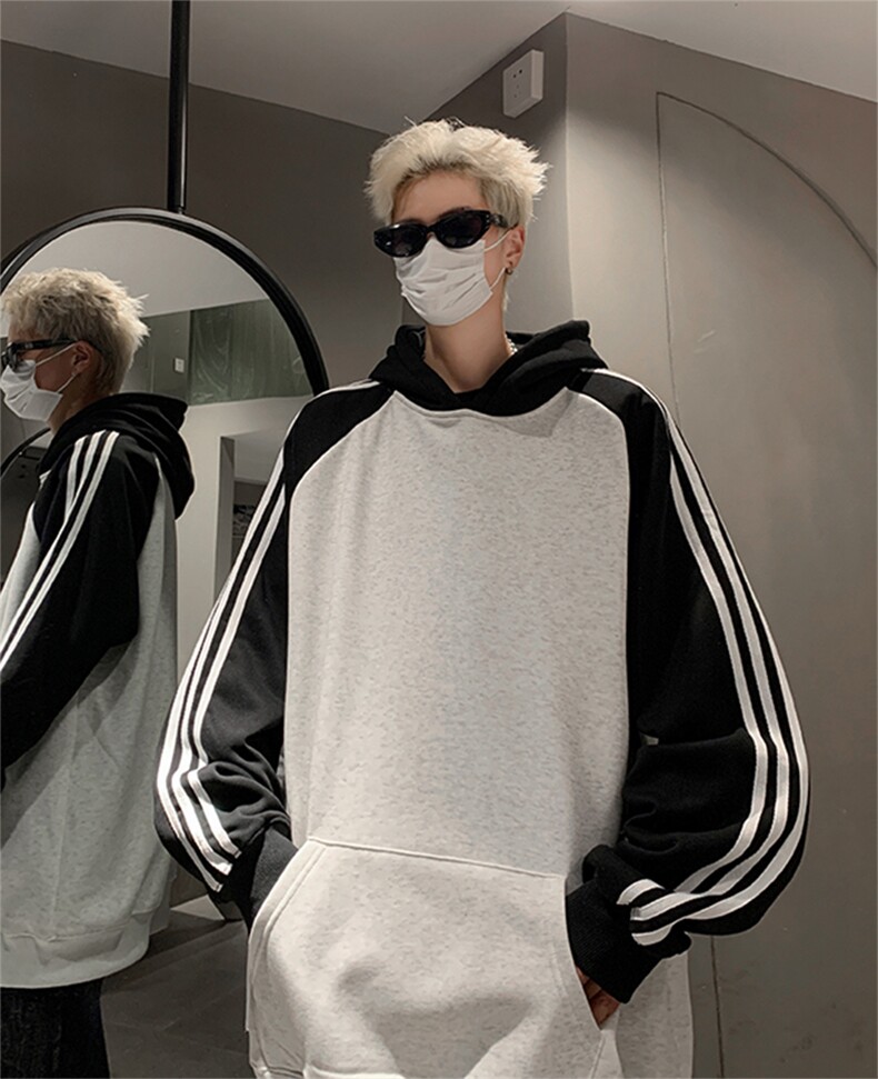 抖音得物高品质重磅全棉二开支持退换360克插肩织带连帽卫衣CM08,男装卫衣,电商A486