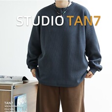 亨利领长袖t恤男士秋季2025新款美式复古上衣卫衣宽松圆领打底衫，男装T恤，星座506A