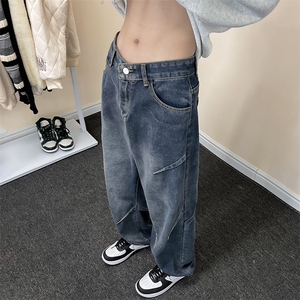 美式高街牛仔裤男韩版潮流痞子帅2024冬季ins宽松长裤RK1283-P46图片