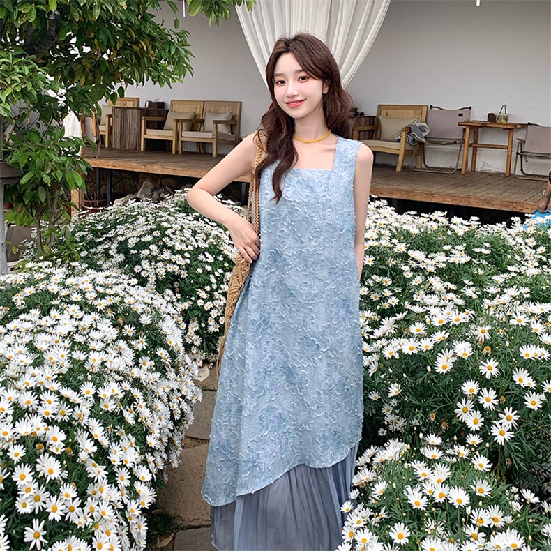 夏日绝美海边度假连衣裙女2025新款独特漂亮超好看提花无袖背心裙,女装连衣裙,浙宝276（原081）