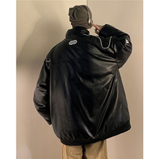 新款美式PU皮棉衣冬季加厚棉服潮牌机车外套ins男D233P128，男装棉衣，电商A335-1（原A458）