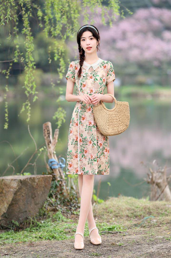 夏季新款，改良版旗袍裙，女装汉服/婚纱/旗袍/礼服，金典明美