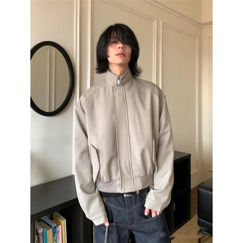 秋冬款+老钱风cleanfit净版双层廓形立领夹克外套W1330/P80,男装夹克,电商B350