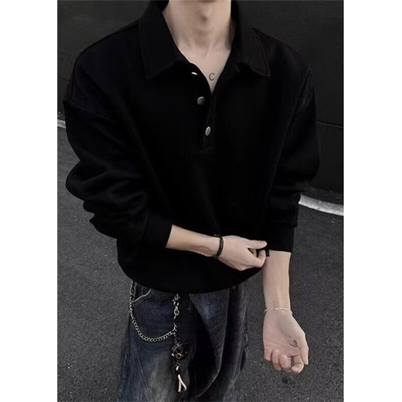 翻领卫衣男款春秋美式复古polo衫痞帅潮流宽松长袖内搭WJ61，男装卫衣，星座1116A（原606A-3）