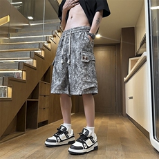 2025新款迷彩工装短裤宽松大码扎染五分裤CK39*P30控68，男装牛仔裤，星座511-1