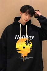 纯棉连帽卫衣男大码运动帽衫宽松薄WY2266-P35，男装卫衣，电商A040