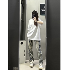 B221美式ins高街小众个性男女破洞牛仔裤LK23001-P65控88，男装牛仔裤，电商B221