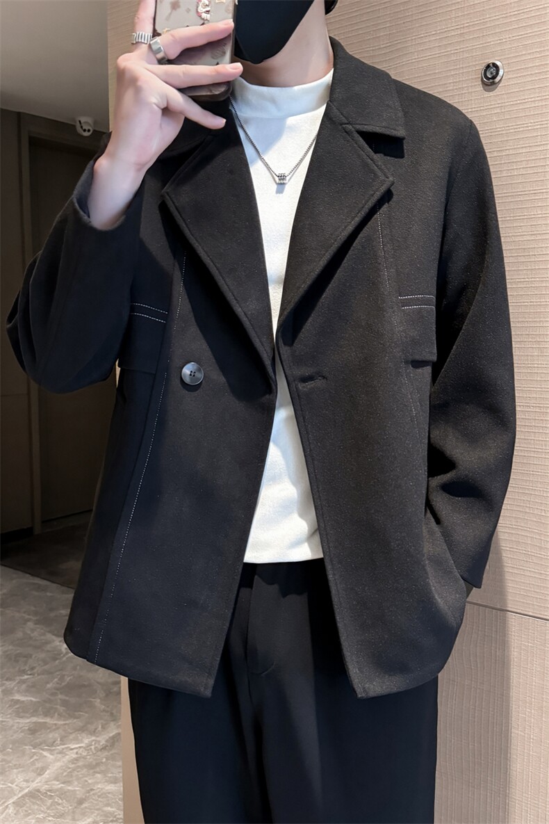 社会小伙高端呢子明线宽松韩版外套大衣夹克男A236-JK0815-P135,男装夹克,电商A236