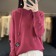 秋冬季新款纯色毛衣女长袖宽松显瘦百搭帽衫上衣，女装针织衫/毛衣，贵皇网供仓