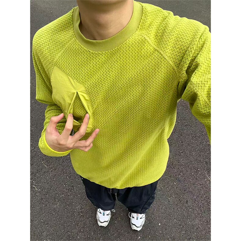 高品秋冬动态保暖绒感水波纹圆领抓绒卫衣打底衫男女A1147-P58,男装T恤,星座1505