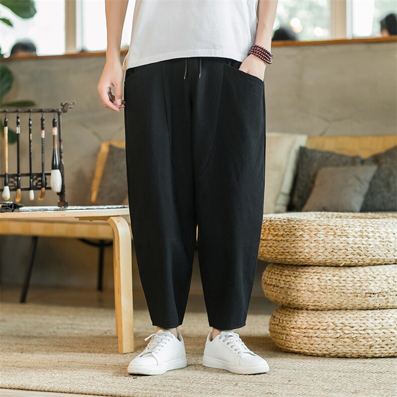 春秋季男士棉麻休闲裤大码宽松九分裤XZ314A-1-9220-P25高品质,男装休闲裤,星座1513