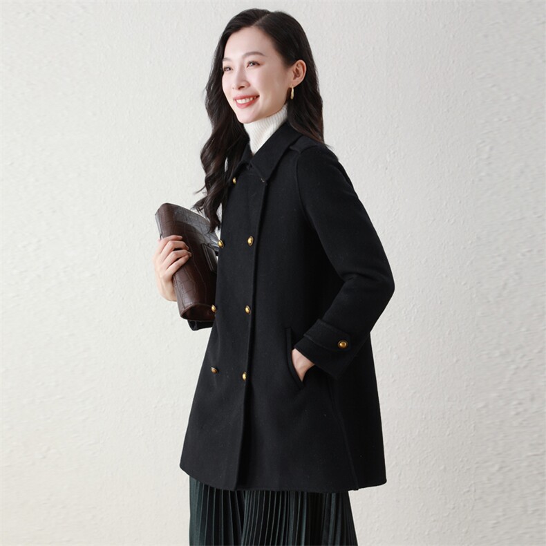 秋冬新款女式时尚韩系新款羊毛呢外套女士秋冬气质双面羊毛大衣,女装双面呢大衣,阿舍尔精品
