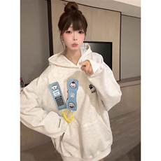 韩系卡通刺绣连帽卫衣男女宽松百搭外套W9035常规P55加绒P59，女装短外套，四季星座505