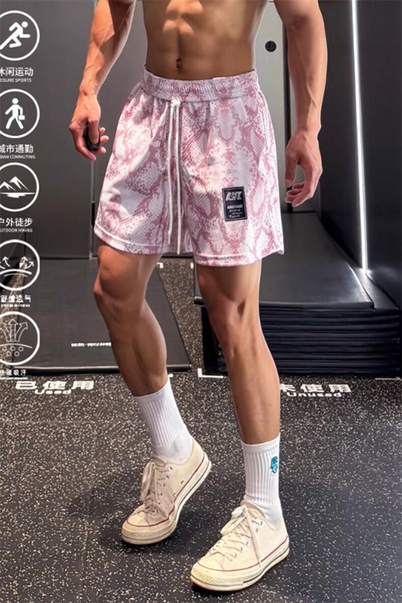 美式速干运动短裤凉感蟒蛇纹理篮球裤子透气中裤DK6001P28,男装休闲裤,星座908