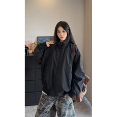 现货26春装美拉德立领飞行夹克纯色复古廓形高街棒球服外套，男装夹克，电商A486