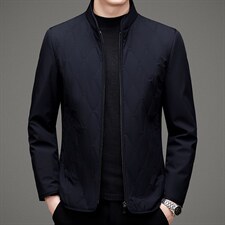 2023秋装宽松棉衣纯色外套中老年休闲立领外套男MNSAL-21186-P220图片