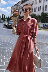 长袖2021春秋装新款明线鱼尾连衣裙气质优雅舒适淑女，女装连衣裙，艾艾淮淮