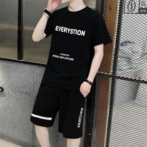 短裤男士2021新款夏装运动休闲宽松中裤韩版短袖t恤套装T722-P35图片