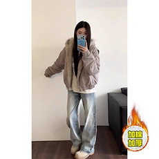 现货高品质美式高街冬季重磅硬挺短款座山雕毛领棉衣男女加厚外套，男装棉衣，电商A486