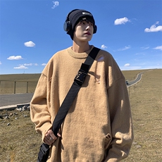 冬季毛衣男宽松圆领拼接针织衫上衣D329-QM815-P65-控88，男装针织衫/毛衣，电商D329