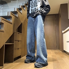 美式街头水洗做旧时尚牛仔裤男欧美高街vibe风长裤子N05519-P45，男装牛仔裤，星座308B-1