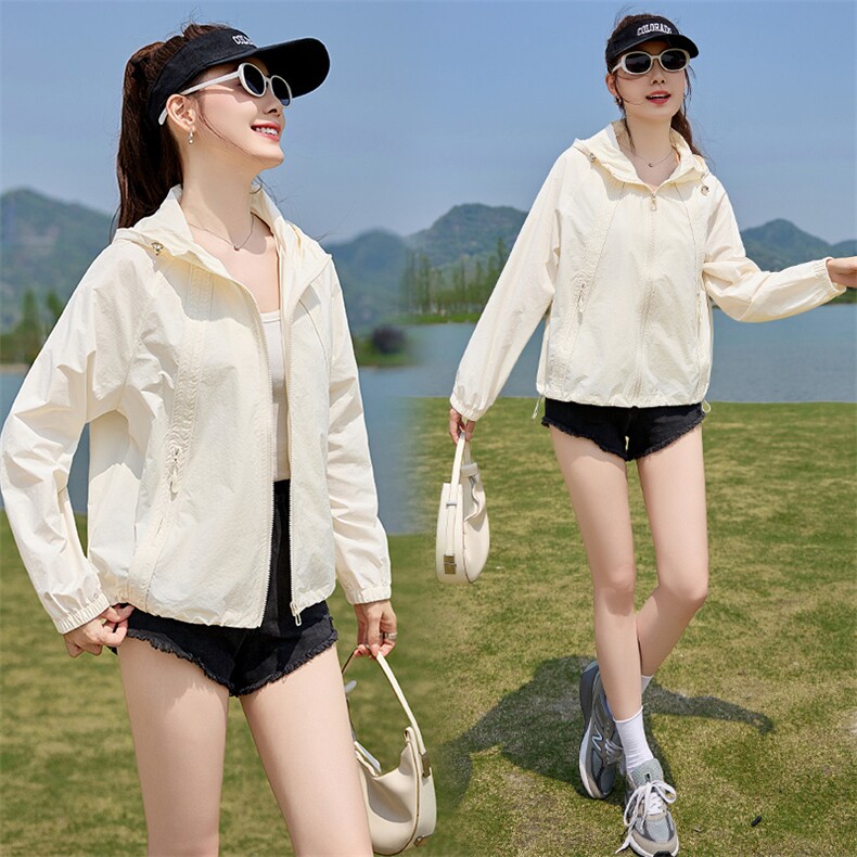 连帽防晒衣女2025夏季新款宽松休闲百搭小个子防晒服短外套女上衣,女装防晒衣,以桐