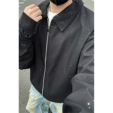 美式高阶秋季街景翻领满天星复古百搭情侣外套26186TP38，女装短外套，电商A247