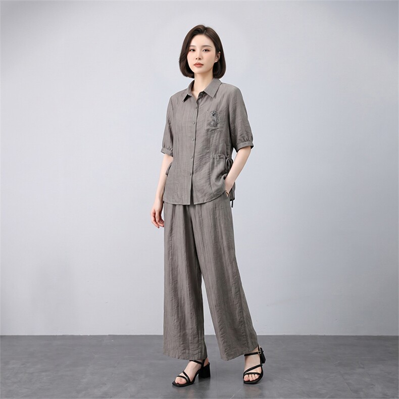 套装女夏季天丝面料宽松休闲两件套,女装套装/套裙,曼沙奕珂