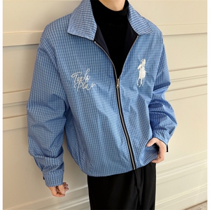 花卉刺绣格子双面穿夹克男装秋季宽松休闲外套 XZ514-2-JK990-P98图片