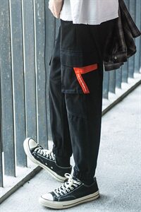 GZ夏季日系宽松大码哈伦裤休闲裤多口袋工装裤束脚裤长裤图片
