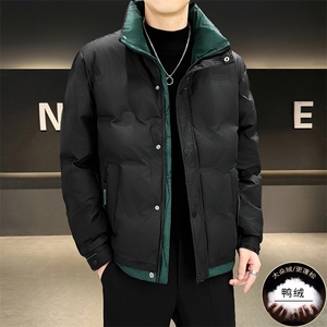 现货2026新款男士立领羽绒服拼色冬季短款外套图片